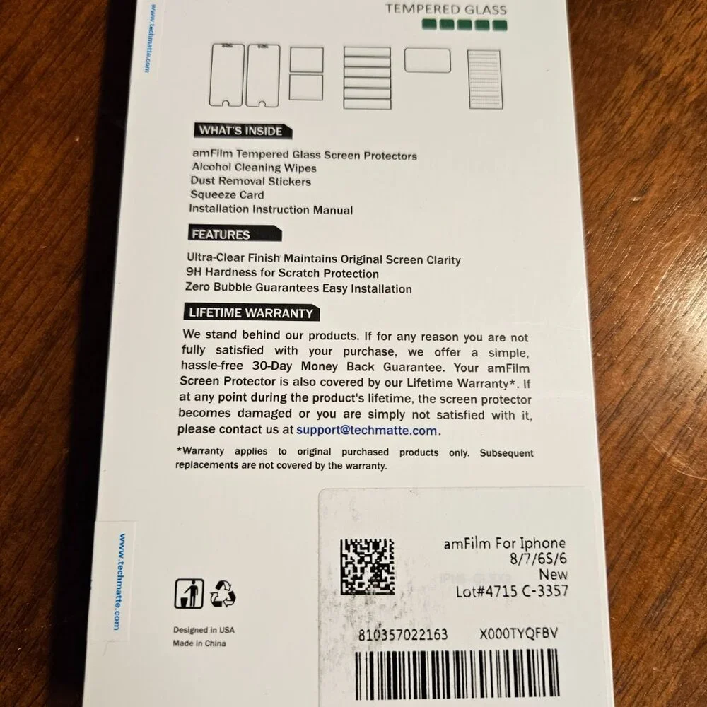 amFilm Screen Protector for iPhone 8/7/6s/6 ONE ONLY